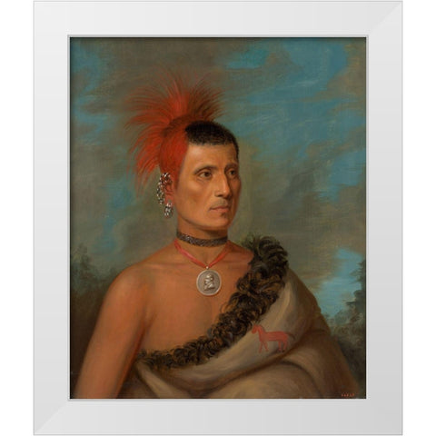 Pes-Ke-Le-Cha-Co 1832 White Modern Wood Framed Art Print by Inman, Henry