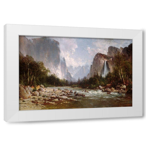 View of Yosemite Valley 1885 White Modern Wood Framed Art Print by Hill, Thomas