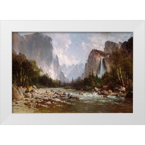 View of Yosemite Valley 1885 White Modern Wood Framed Art Print by Hill, Thomas