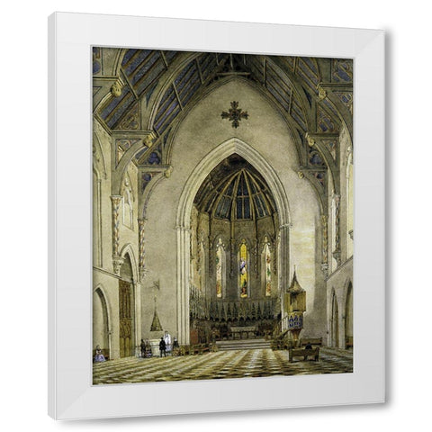 Chancel of Trinity Chapel, New York 1856 White Modern Wood Framed Art Print by Hill, John William