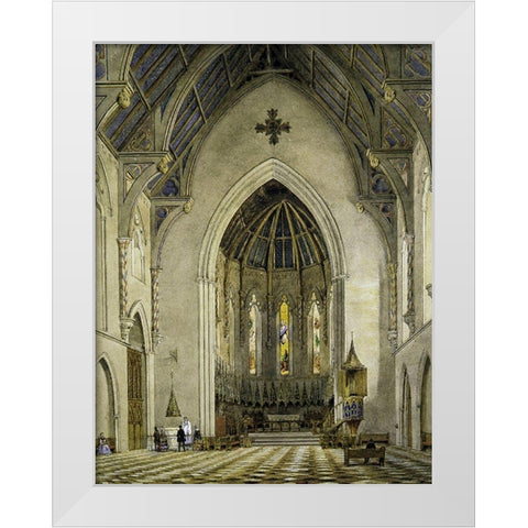 Chancel of Trinity Chapel, New York 1856 White Modern Wood Framed Art Print by Hill, John William