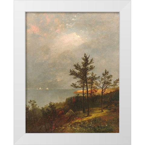 Gathering Storm on Long Island Sound 1872 White Modern Wood Framed Art Print by Kensett, John Frederick