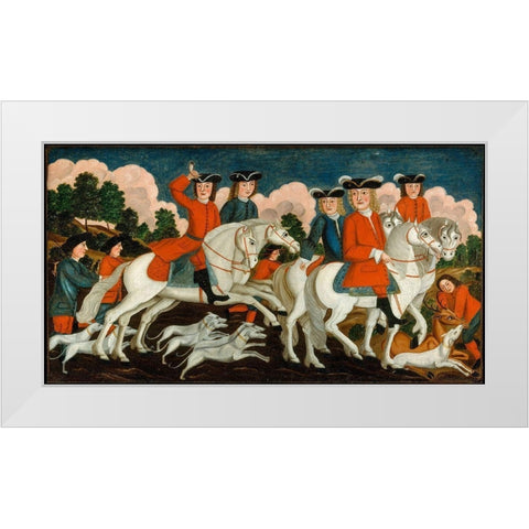 The Hunting Partyâ€”New Jersey White Modern Wood Framed Art Print by American 1750