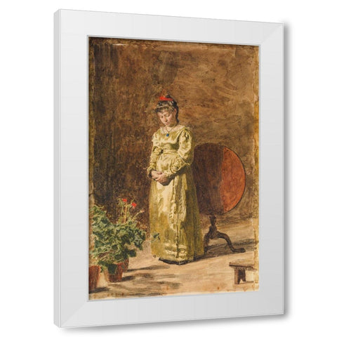 Young Girl Meditating 1877 White Modern Wood Framed Art Print by Eakins, Thomas