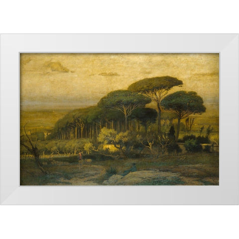 Pine Grove of the Barberini Villa 1876 White Modern Wood Framed Art Print by Inness, GeorgeÂ 