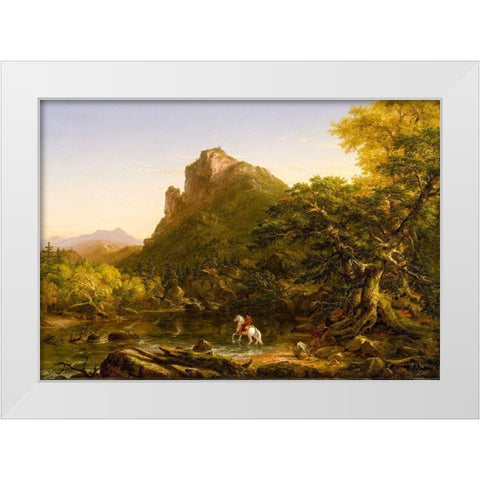 The Mountain Ford 1846 White Modern Wood Framed Art Print by Cole, Thomas