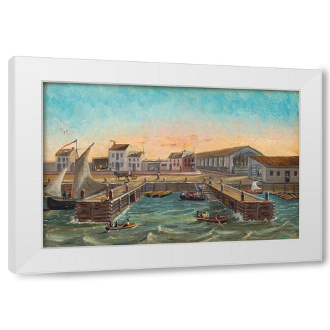 Old Ferry Stairs 1870 White Modern Wood Framed Art Print by Chappel, William P.