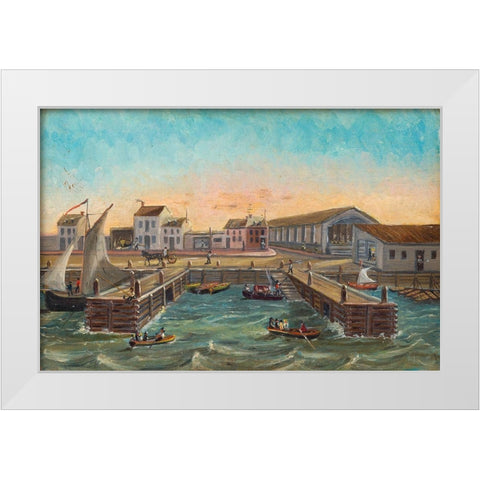 Old Ferry Stairs 1870 White Modern Wood Framed Art Print by Chappel, William P.