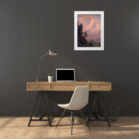 Sunrise on the Matterhorn  1875 White Modern Wood Framed Art Print by Bierstadt, Albert