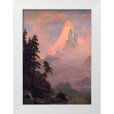 Sunrise on the Matterhorn  1875 White Modern Wood Framed Art Print by Bierstadt, Albert