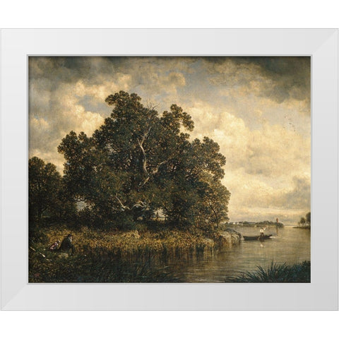 Bayside, New Rochelle, New York 1886 White Modern Wood Framed Art Print by Johnson, David