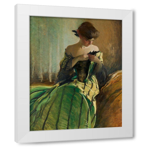 Study in Black and Green White Modern Wood Framed Art Print by Alexander, John White