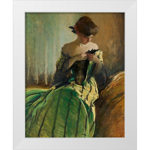 Study in Black and Green White Modern Wood Framed Art Print by Alexander, John White
