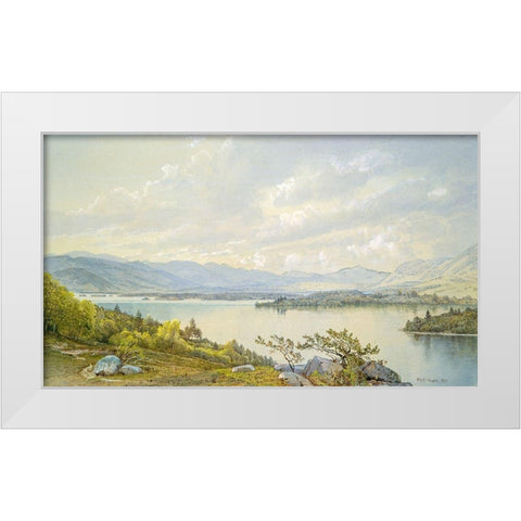 Lake Squam and the Sandwich Mountains 1872 White Modern Wood Framed Art Print by Richards, William Trost