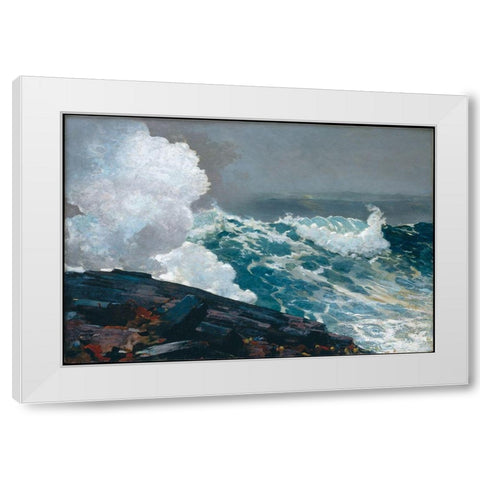 Northeaster White Modern Wood Framed Art Print by Homer, Winslow
