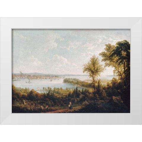 View of the Bay and City of New York from Weehawken 1840 White Modern Wood Framed Art Print by Havell, Robert  Jr.Â 