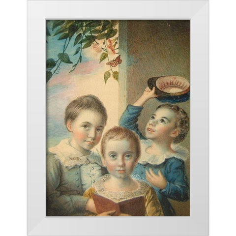 Portrait of Three Boys White Modern Wood Framed Art Print by Badger, Thomas