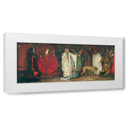 King Lear, Act I, Scene I White Modern Wood Framed Art Print by Abbey, Edwin AustinÂ 