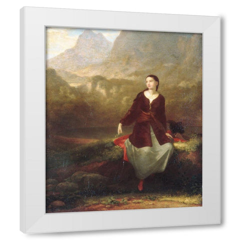 The Spanish Girl in Reverie White Modern Wood Framed Art Print by Allston, Washington