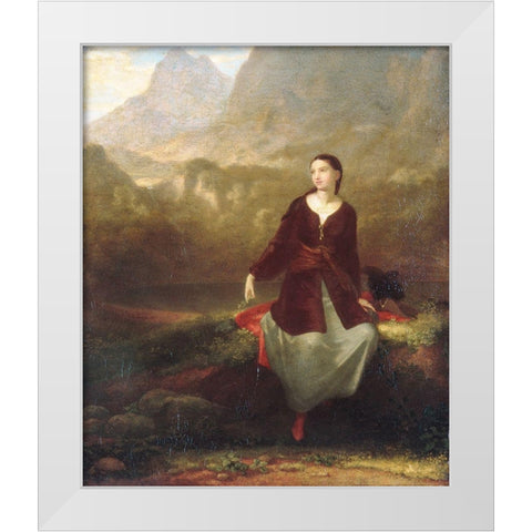 The Spanish Girl in Reverie White Modern Wood Framed Art Print by Allston, Washington