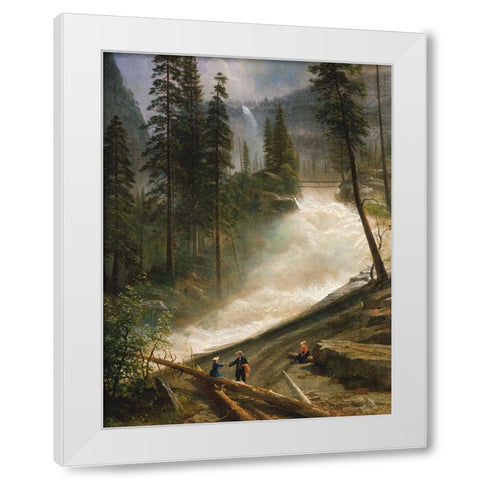 Nevada Falls, Yosemite White Modern Wood Framed Art Print by Bierstadt, Albert