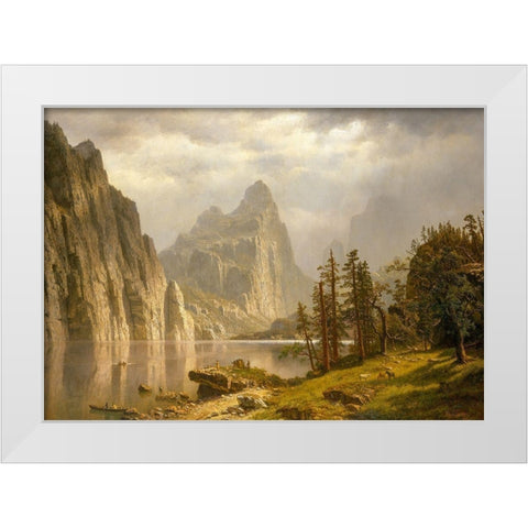 Merced River, Yosemite Valley White Modern Wood Framed Art Print by Bierstadt, Albert