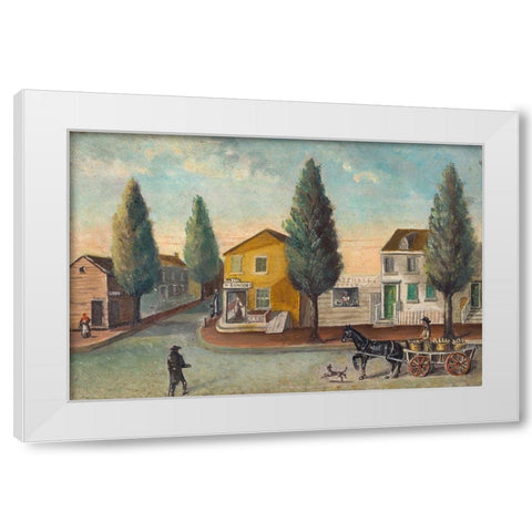 The Bakers Wagon White Modern Wood Framed Art Print by Chappel, William P.