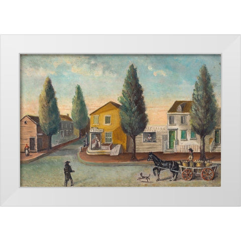 The Bakers Wagon White Modern Wood Framed Art Print by Chappel, William P.