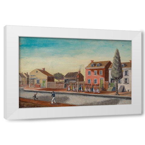 Tea Party White Modern Wood Framed Art Print by Chappel, William P.