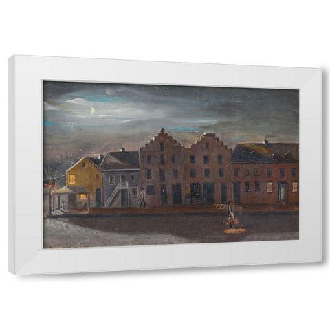 The Lamp Lighter White Modern Wood Framed Art Print by Chappel, William P.