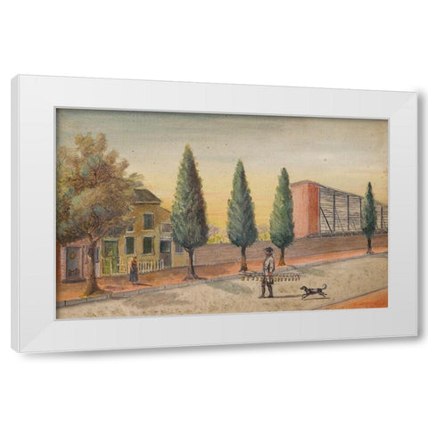 Strawberry Pedlar White Modern Wood Framed Art Print by Chappel, William P.