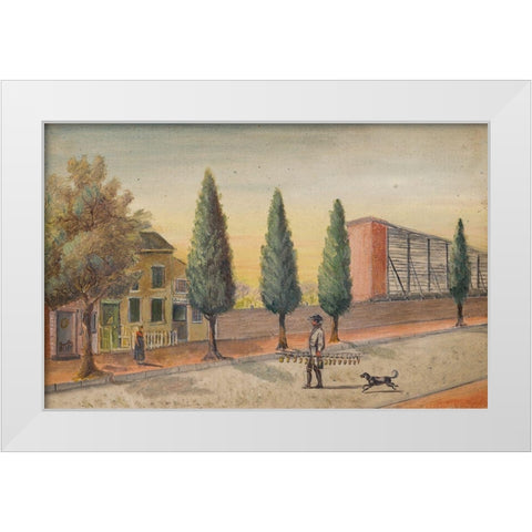 Strawberry Pedlar White Modern Wood Framed Art Print by Chappel, William P.