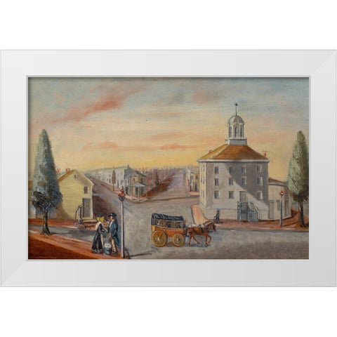 Hot Corn Seller White Modern Wood Framed Art Print by Chappel, William P.