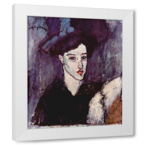 Seated figure White Modern Wood Framed Art Print by Modigliani, Amedeo