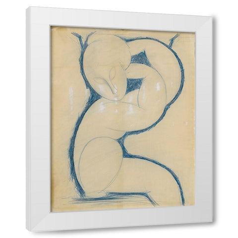 Caryatid White Modern Wood Framed Art Print by Modigliani, Amedeo