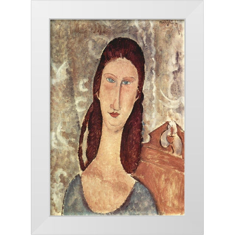 Lady in chair White Modern Wood Framed Art Print by Modigliani, Amedeo