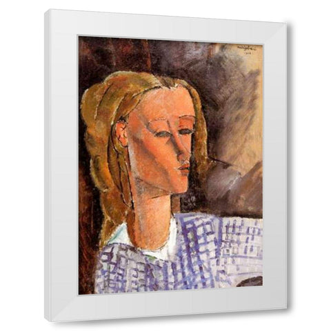 Portrait of Beatrice Hastings, 1916 White Modern Wood Framed Art Print by Modigliani, Amedeo