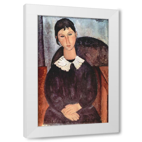 Portrait of Elvira White Modern Wood Framed Art Print by Modigliani, Amedeo