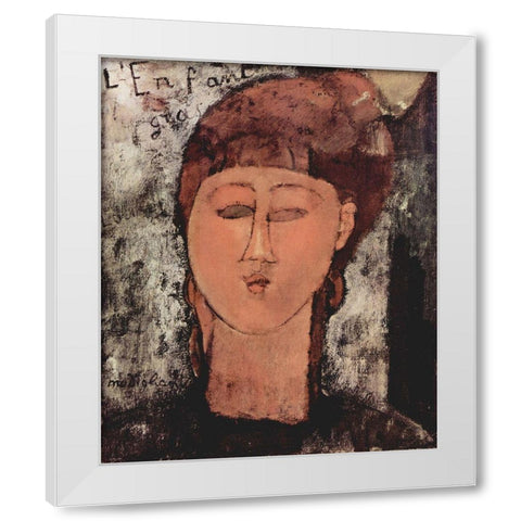 Head of a woman White Modern Wood Framed Art Print by Modigliani, Amedeo
