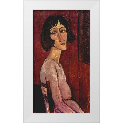 Marguerite White Modern Wood Framed Art Print by Modigliani, Amedeo