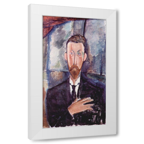 Portrait of Paul Alexander seated White Modern Wood Framed Art Print by Modigliani, Amedeo