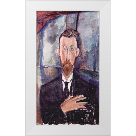 Portrait of Paul Alexander seated White Modern Wood Framed Art Print by Modigliani, Amedeo