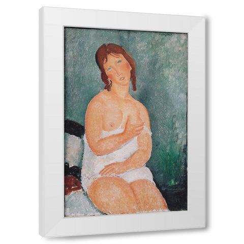 Junge Frau im Hemd White Modern Wood Framed Art Print by Modigliani, Amedeo