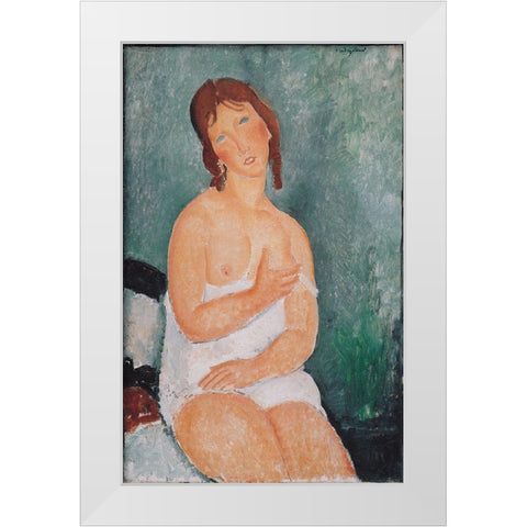 Junge Frau im Hemd White Modern Wood Framed Art Print by Modigliani, Amedeo