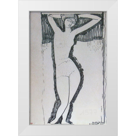 Nude White Modern Wood Framed Art Print by Modigliani, Amedeo