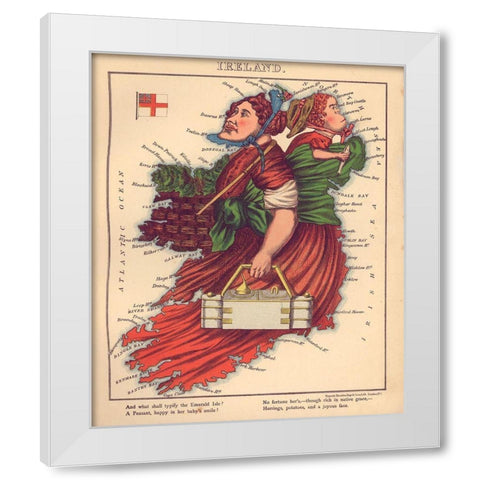 Anthropomorphic Map of Ireland White Modern Wood Framed Art Print by Vintage Maps