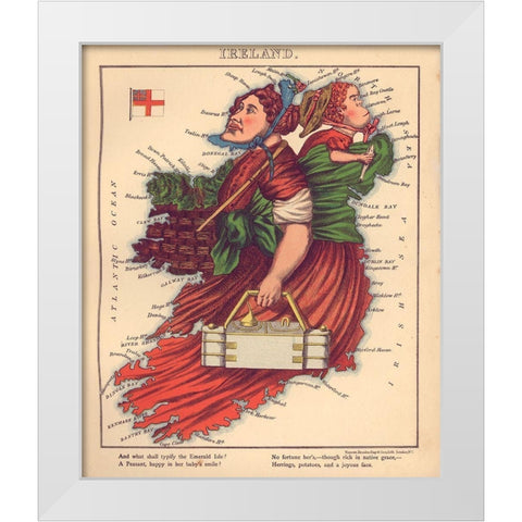 Anthropomorphic Map of Ireland White Modern Wood Framed Art Print by Vintage Maps