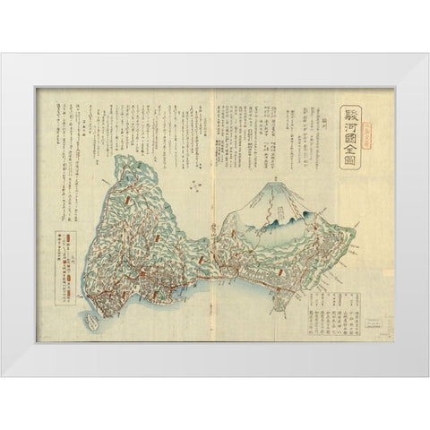 Edo-or Tokyo Japan with Mt. Fuji White Modern Wood Framed Art Print by Vintage Maps