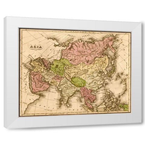 Asia 1835 White Modern Wood Framed Art Print by Vintage Maps