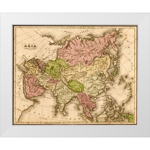 Asia 1835 White Modern Wood Framed Art Print by Vintage Maps